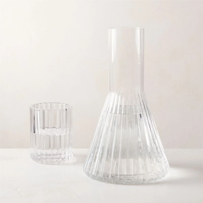 Aleric Ribbed Glass Carafe And Cup 4 Aleric Ribbed Glass Carafe And Cup - Image 2