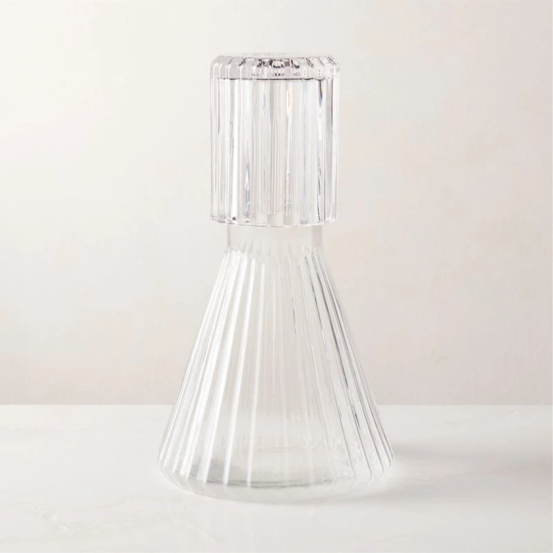 Aleric Ribbed Glass Carafe And Cup 3 Aleric Ribbed Glass Carafe And Cup
