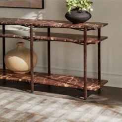 Ember Red Marble Console Table -Furniture Sale AlizeRugMarqueePCS23