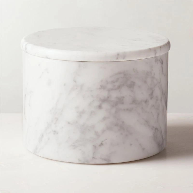 Arris Large White Marble Canister 3 Arris Large White Marble Canister