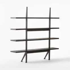 Azzurra Black Metal And Wood Bookshelf -Furniture Sale AzzurraBookcase3QBSSF22