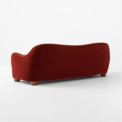 Bacio Merlot Curved Velvet Sofa With Walnut Legs -Furniture Sale BacioMerlotSofa3QBSSF22