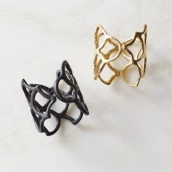 Basal Polished Brass Napkin Rings Set Of 8 -Furniture Sale BasalNapkinRingGroupFHF22