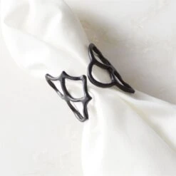 Basal Satin Black Napkin Rings Set Of 8 -Furniture Sale BasalStnBlackNpknRingAVSHF22