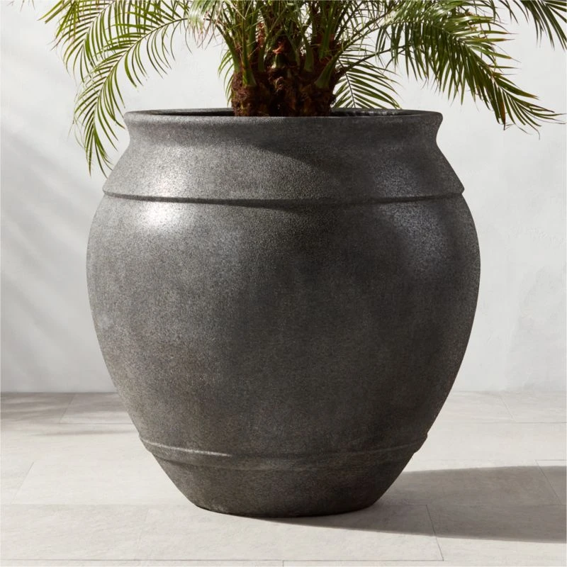Belly Charcoal Grey Stone Outdoor Planter XXL 4 Belly Charcoal Grey Stone Outdoor Planter XXL - Image 2