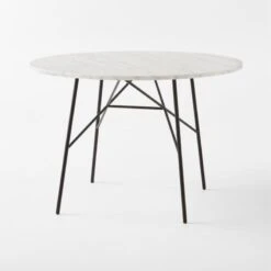 Pavilion Black Metal Outdoor Bistro Table With Marble Top Model 6340 -Furniture Sale BistroTableBlackNMarble3QSSS23