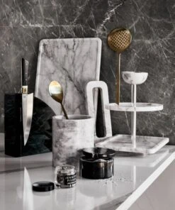 Link White Marble Trivet 6 Link White Marble Trivet -Furniture Sale BlackMarbleMagneticKnifeBlockMR20