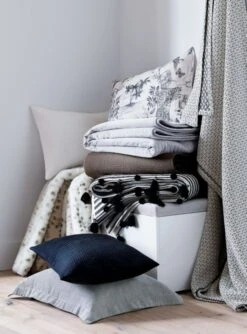 Midnight Jungle Linen Duvet Cover And Shams -Furniture Sale BlackandWhiteChunkyBlanketJL19