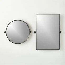 Blaine Matte Black Rectangular Pivot Wall Mirror 24"x36" -Furniture Sale BlaineMatteBlackPvtMrrGrpFHF22