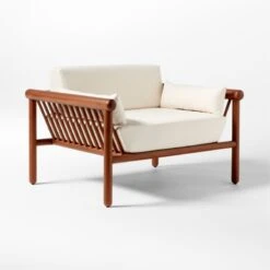 Bonelli Teak Outdoor Lounge Chair With Ivory Sunbrella® Cushions -Furniture Sale BonelliLoungeChair3QSSS23