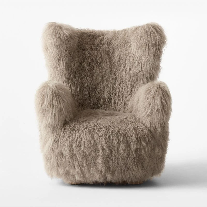 Bozzi Taupe Mongolian Sheepskin Accent Chair 6 Bozzi Taupe Mongolian Sheepskin Accent Chair - Image 4