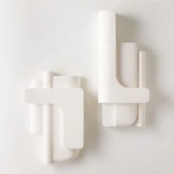 Brazilian White Concrete Wall Decor Panels Set Of 2