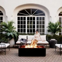 Rectangular Metal Fire Pit -Furniture Sale BretonBlackMetalCollectionAP21 1x1