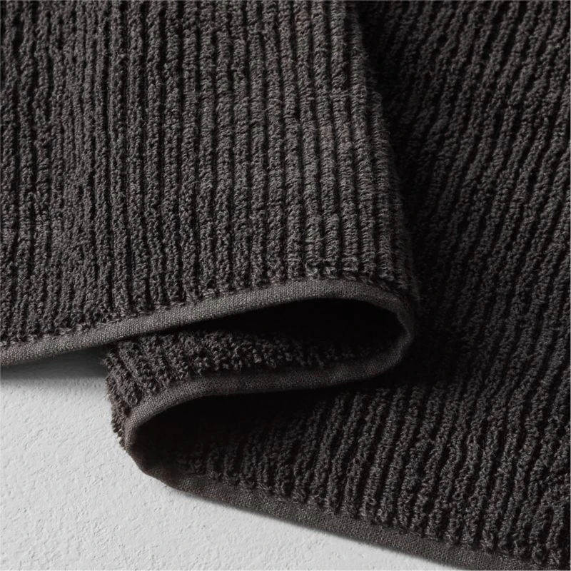 Brooks Ribbed Organic Cotton Black Bath Sheet Set 4 Brooks Ribbed Organic Cotton Black Bath Sheet Set - Image 2