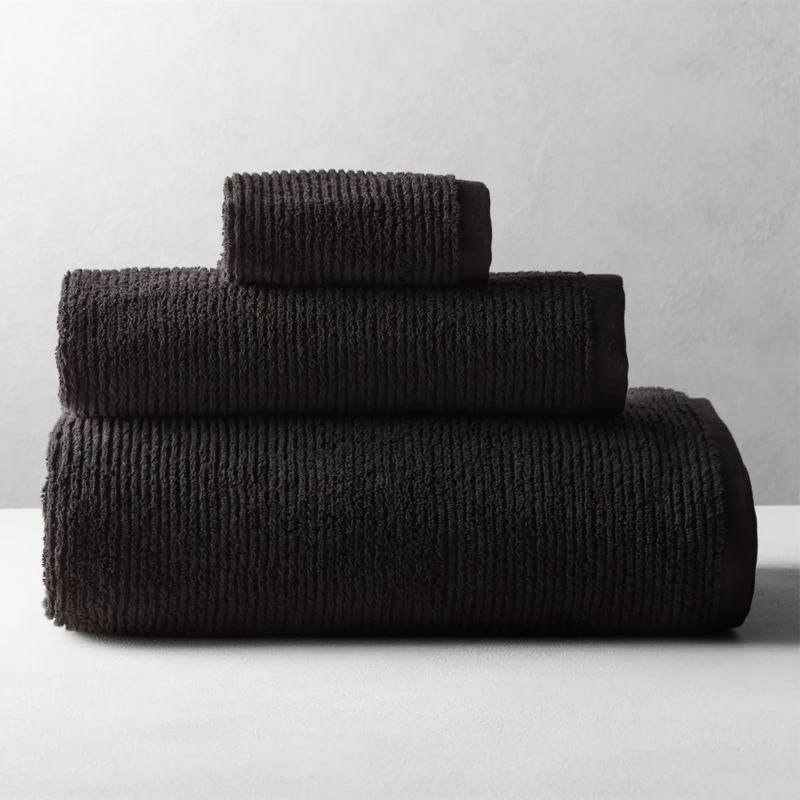 Brooks Ribbed Organic Cotton Black Bath Sheet Set 3 Brooks Ribbed Organic Cotton Black Bath Sheet Set