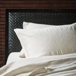 Pietro Woven Black Leather Queen Bed -Furniture Sale CB2FA22 27A DET 01