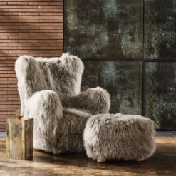 Bozzi Taupe Mongolian Sheepskin Accent Chair 12 Bozzi Taupe Mongolian Sheepskin Accent Chair -Furniture Sale CB2FA22 28A DET 02