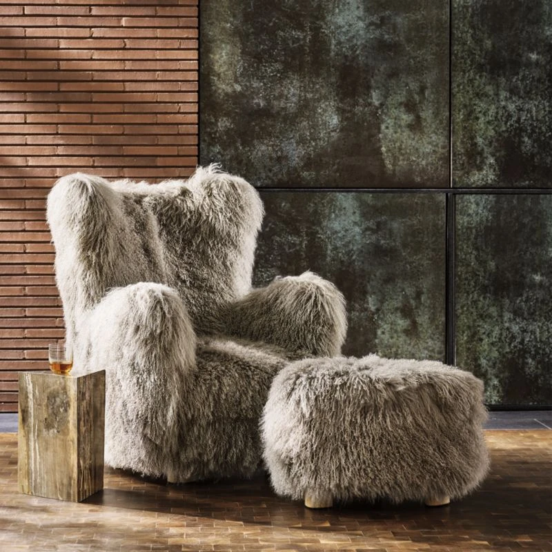 Bozzi Taupe Mongolian Sheepskin Accent Chair 5 Bozzi Taupe Mongolian Sheepskin Accent Chair - Image 3