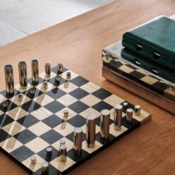 Famiglia Modern Stainless Steel Chess Set -Furniture Sale CB2FA22 PR GF 07A 051