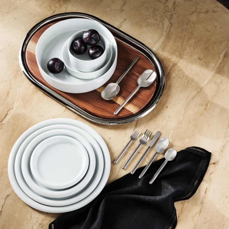 Piero Oval Stainless Steel And Walnut Serving Tray Set 5 Piero Oval Stainless Steel And Walnut Serving Tray Set - Image 3