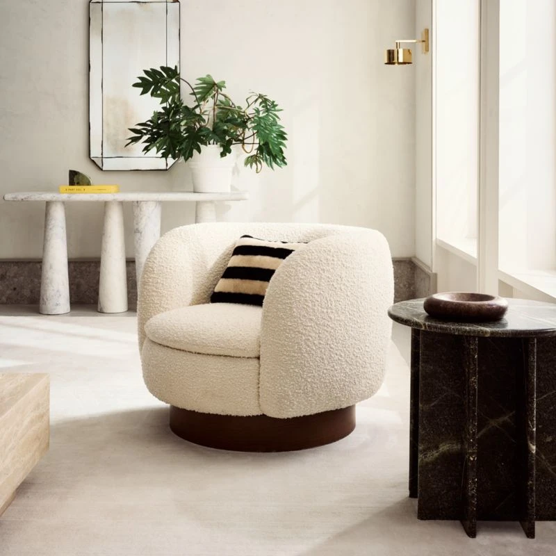 Muir White Boucle Swivel Chair 4 Muir White Boucle Swivel Chair - Image 2