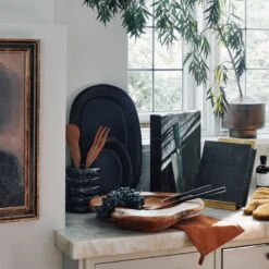 Turk Black Marble Utensil Holder -Furniture Sale CB2HOL22 20A Hero 1