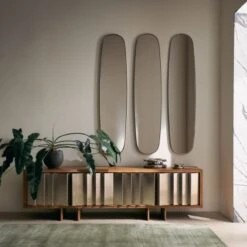 Kibo Steel And Oak Wood Media Console 83'' -Furniture Sale CB2SP23 18N Hero