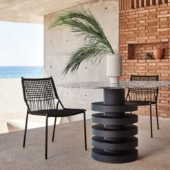 Virve Black Rope Outdoor Dining Chair -Furniture Sale CB2SU22 07D hero