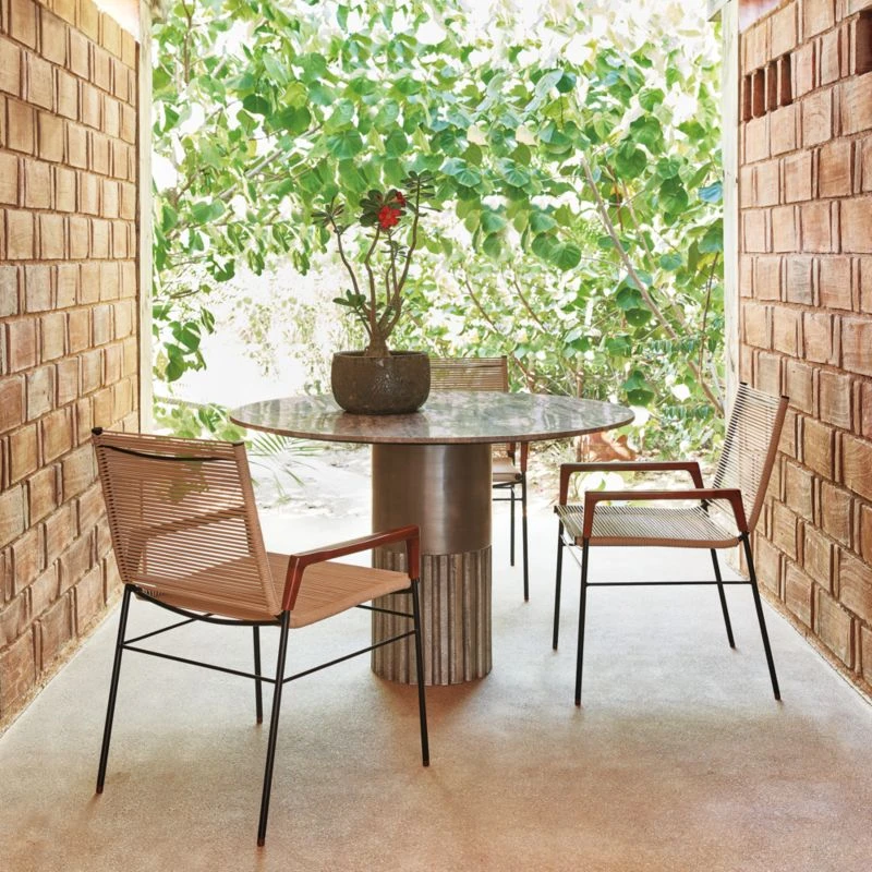 Pillar Travertine Outdoor Dining Table 4 Pillar Travertine Outdoor Dining Table - Image 2