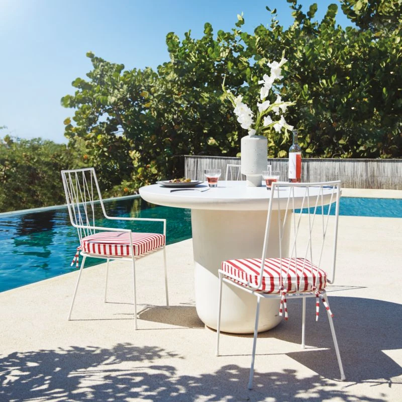 Pavilion Ivory Outdoor Dining Armchair With Striped Sunbrella ® Cushion Model 6470 Set Of 2 5 Pavilion Ivory Outdoor Dining Armchair With Striped Sunbrella ® Cushion Model 6470 Set Of 2 - Image 3