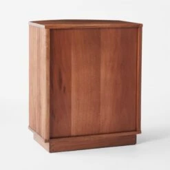 Cameo Curved Midtone Acacia Wood Nightstand -Furniture Sale CameoMidtoneNightstand3QBSSF23