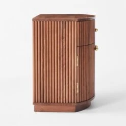 Cameo Curved Midtone Acacia Wood Nightstand -Furniture Sale CameoMidtoneNightstandSDSSF23