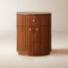 Cameo Curved Midtone Acacia Wood Nightstand