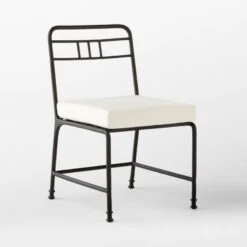 Canova Metal Outdoor Dining Chair With Ivory Sunbrella® Cushion -Furniture Sale CanovaDiningChair3QSSS23