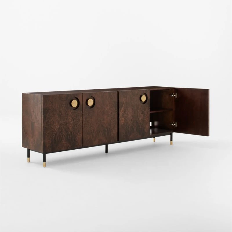 Carbon Brown Burl Wood Media Console 8 Carbon Brown Burl Wood Media Console - Image 6
