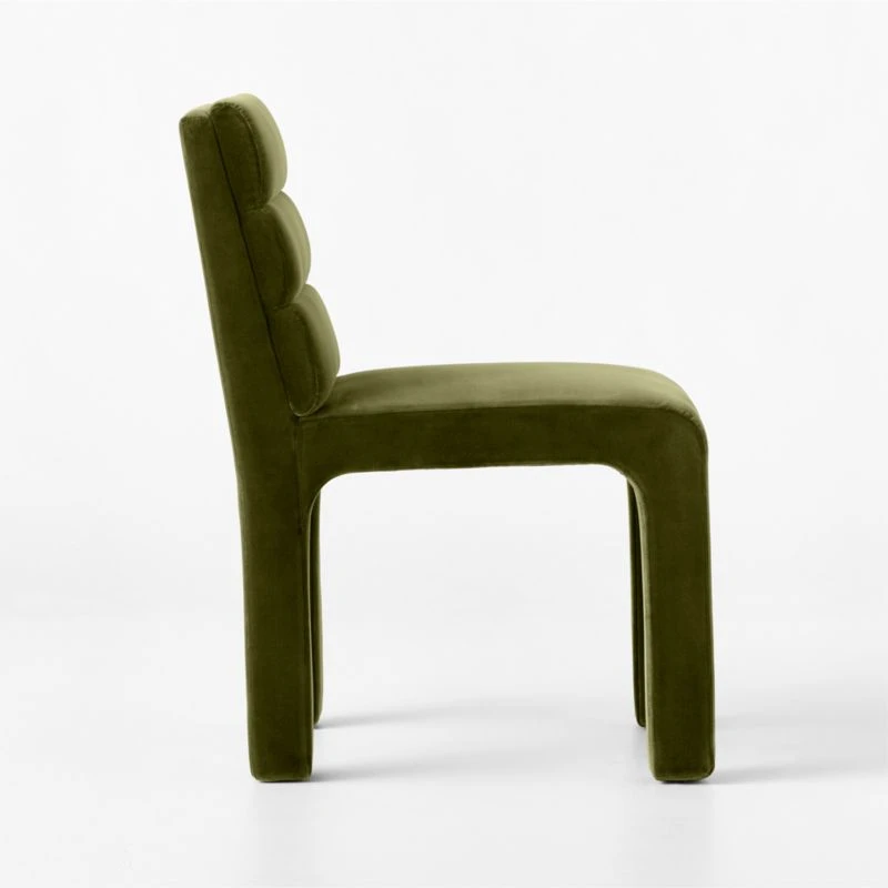 Castell Green Velvet Channel Tufted Dining Chair 7 Castell Green Velvet Channel Tufted Dining Chair - Image 5
