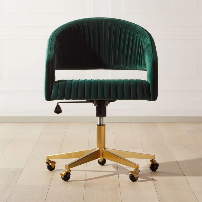 Channel Green Velvet Office Chair 3 Channel Green Velvet Office Chair