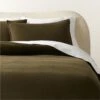 Ciebon Organic Cotton Dark Green Duvet Cover And Pillow Shams -Furniture Sale CiebonOrgCtnGrnFQDuvetCvrSHF23