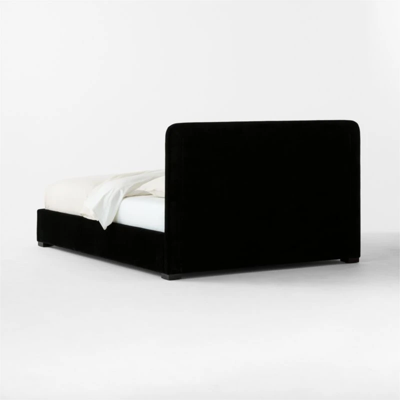 Claudette Black Leather And Velvet Upholstered Queen Bed 7 Claudette Black Leather And Velvet Upholstered Queen Bed - Image 5