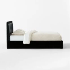 Claudette Black Leather And Velvet Upholstered Queen Bed 12 Claudette Black Leather And Velvet Upholstered Queen Bed -Furniture Sale ClaudetteVlvtNLthrQBedSDSSS23