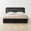 Claudette Black Leather And Velvet Upholstered Queen Bed