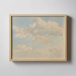 Furniture Sale 29 'Clouds Against Blue Sky' Framed Acrylic Painting By Abraham Teerlink 20''X16''