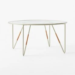 Colombe Round Green Metal Outdoor Dining Table With Glass Top -Furniture Sale ColombeVertDiningTable3QSSS23