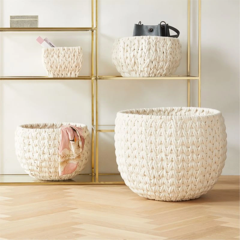Conway Rectangular White Cotton Storage Basket Small 4 Conway Rectangular White Cotton Storage Basket Small - Image 2