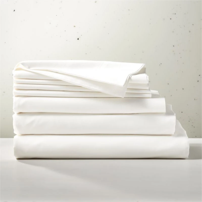 Organic Cotton Sateen 520-Thread-Count Ivory Full/Queen Bedding Set 3 Organic Cotton Sateen 520-Thread-Count Ivory Full/Queen Bedding Set