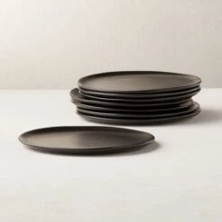 Crisp Matte Black Salad Plate Set Of 8