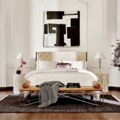 Crosby Tufted White Velvet And Wood Queen Bed -Furniture Sale CrosbyQueenTuftedBedAG21 1x1