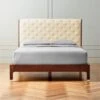 Crosby Tufted White Velvet And Wood Queen Bed -Furniture Sale CrosbyTuftedQueenBedSHF21