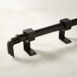 Carraway Single Matte Black Curtain Rod With Matte Black Finials 28"-48"x1.25"