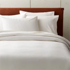 Organic Cotton Sateen 520 Thread Count Ivory Duvet Cover And Shams